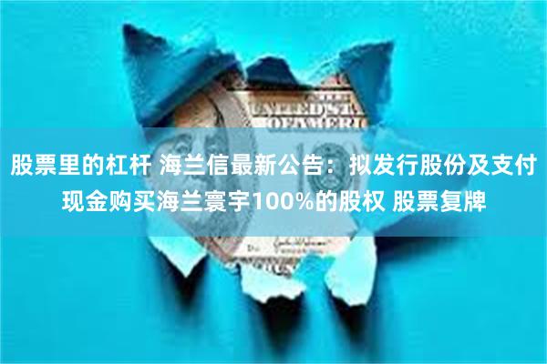 股票里的杠杆 海兰信最新公告：拟发行股份及支付现金购买海兰寰宇100%的股权 股票复牌