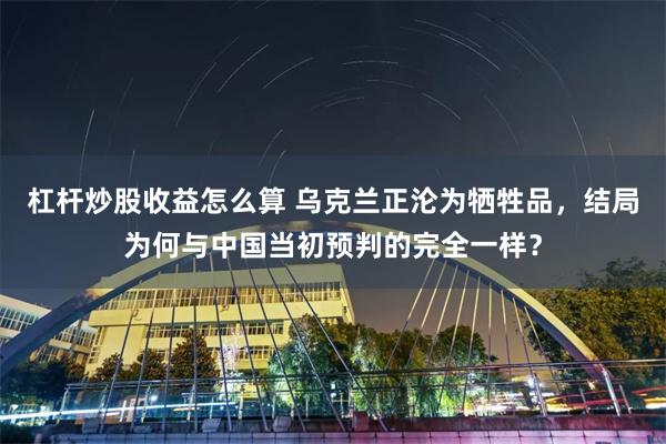 杠杆炒股收益怎么算 乌克兰正沦为牺牲品，结局为何与中国当初预判的完全一样？