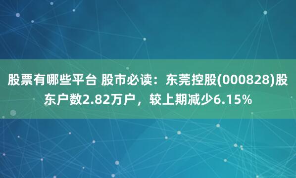 股票有哪些平台 股市必读：东莞控股(000828)股东户数2.82万户，较上期减少6.15%