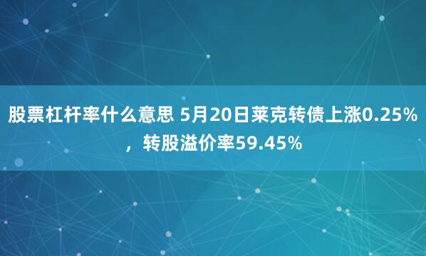 股票杠杆率什么意思 5月20日莱克转债上涨0.25%，转股溢价率59.45%