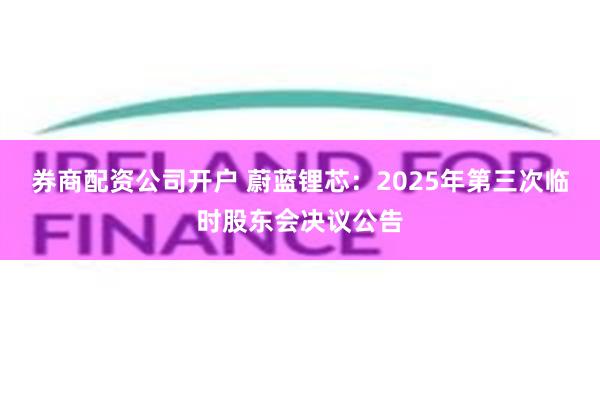 券商配资公司开户 蔚蓝锂芯：2025年第三次临时股东会决议公告