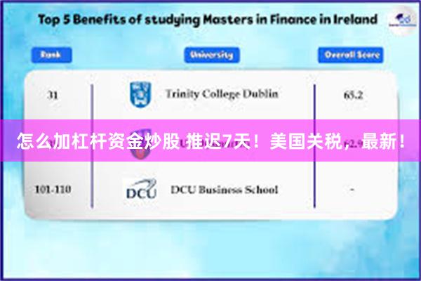 怎么加杠杆资金炒股 推迟7天！美国关税，最新！
